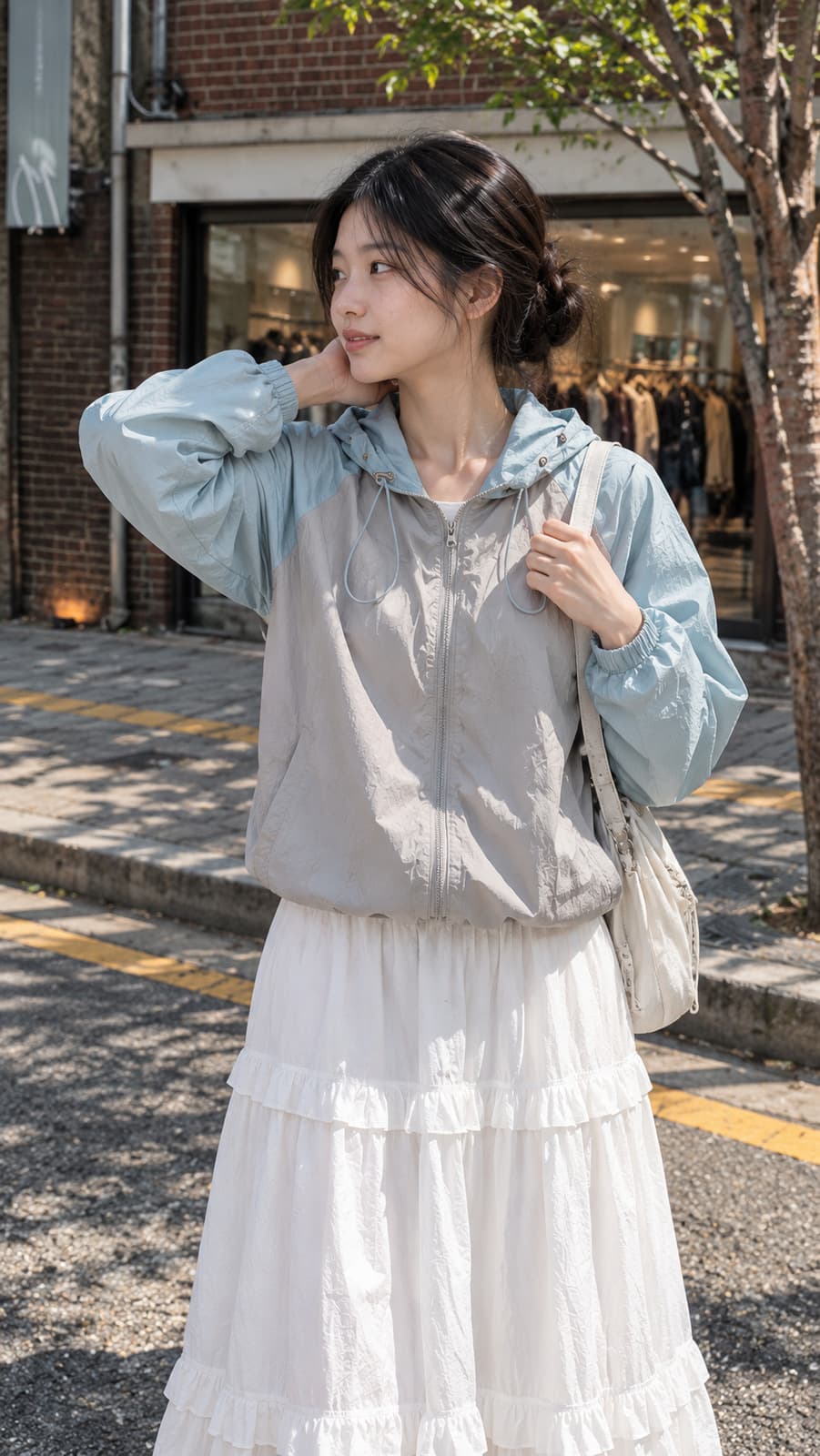 미니멀리스트 프레시 드로우 스트링 컬러 긴팔 경량 재킷 1