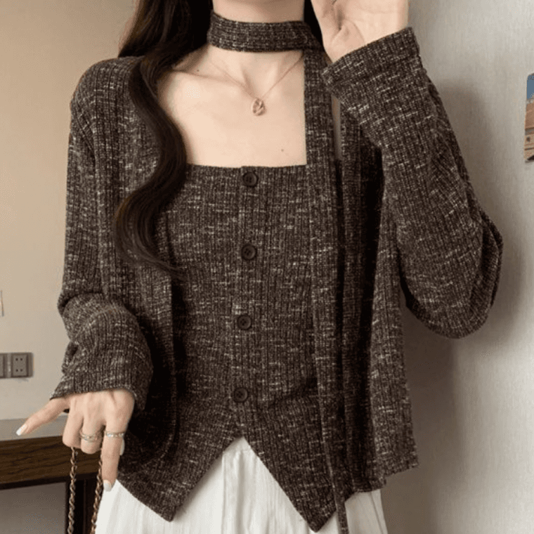 보카시 스카프 가디건 SET