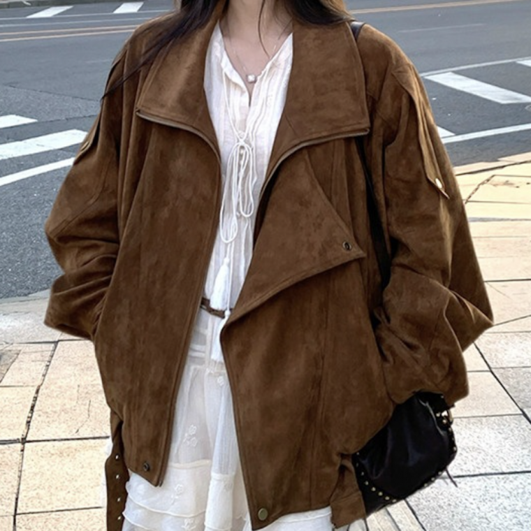 루즈핏 스웨이드 버클 자켓